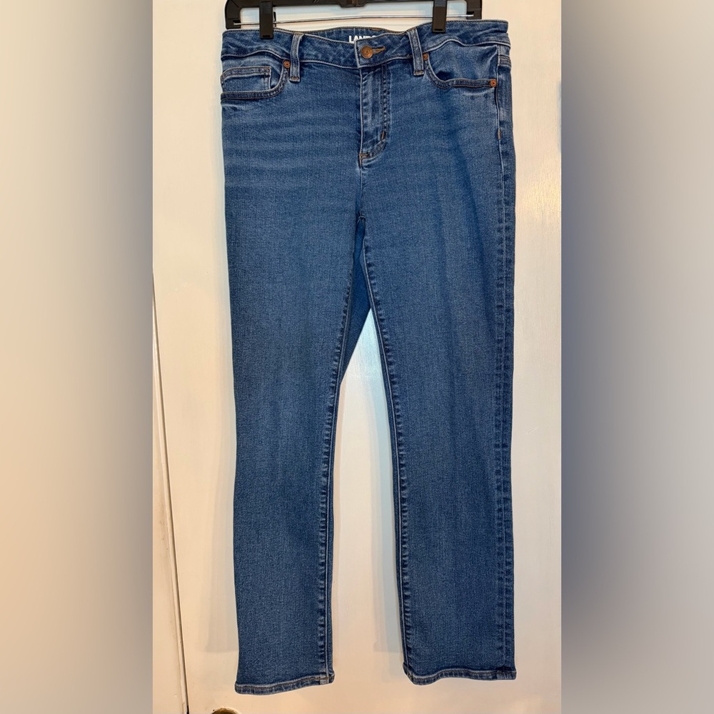 Lands’ End Women’s Straight Leg Jeans in Classic Blue – Size 10
